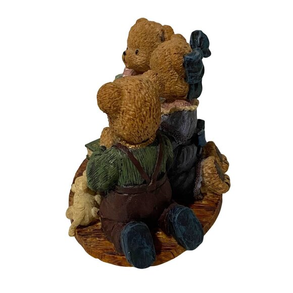 Vintage 90s Young Berry Hill Bears Worshiping Family Figurine Christian Ceramic - Picture 2 of 5